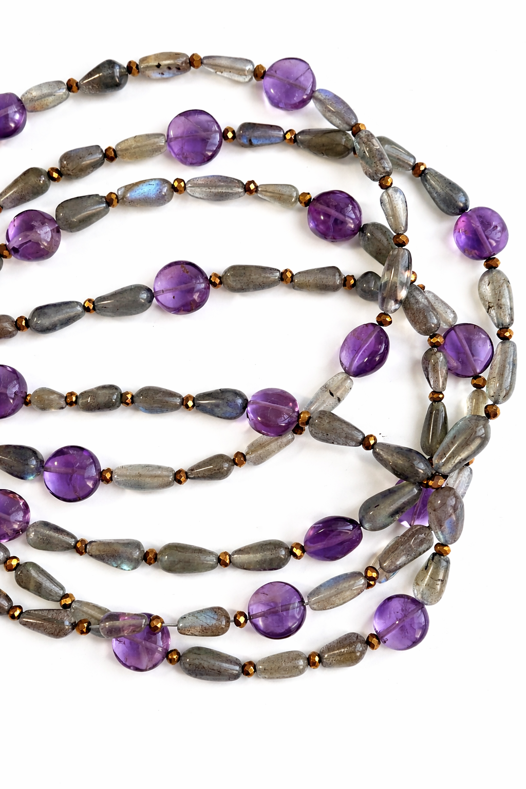 Perigord collection - Extra Long Amethyst And Labradorite Necklace
