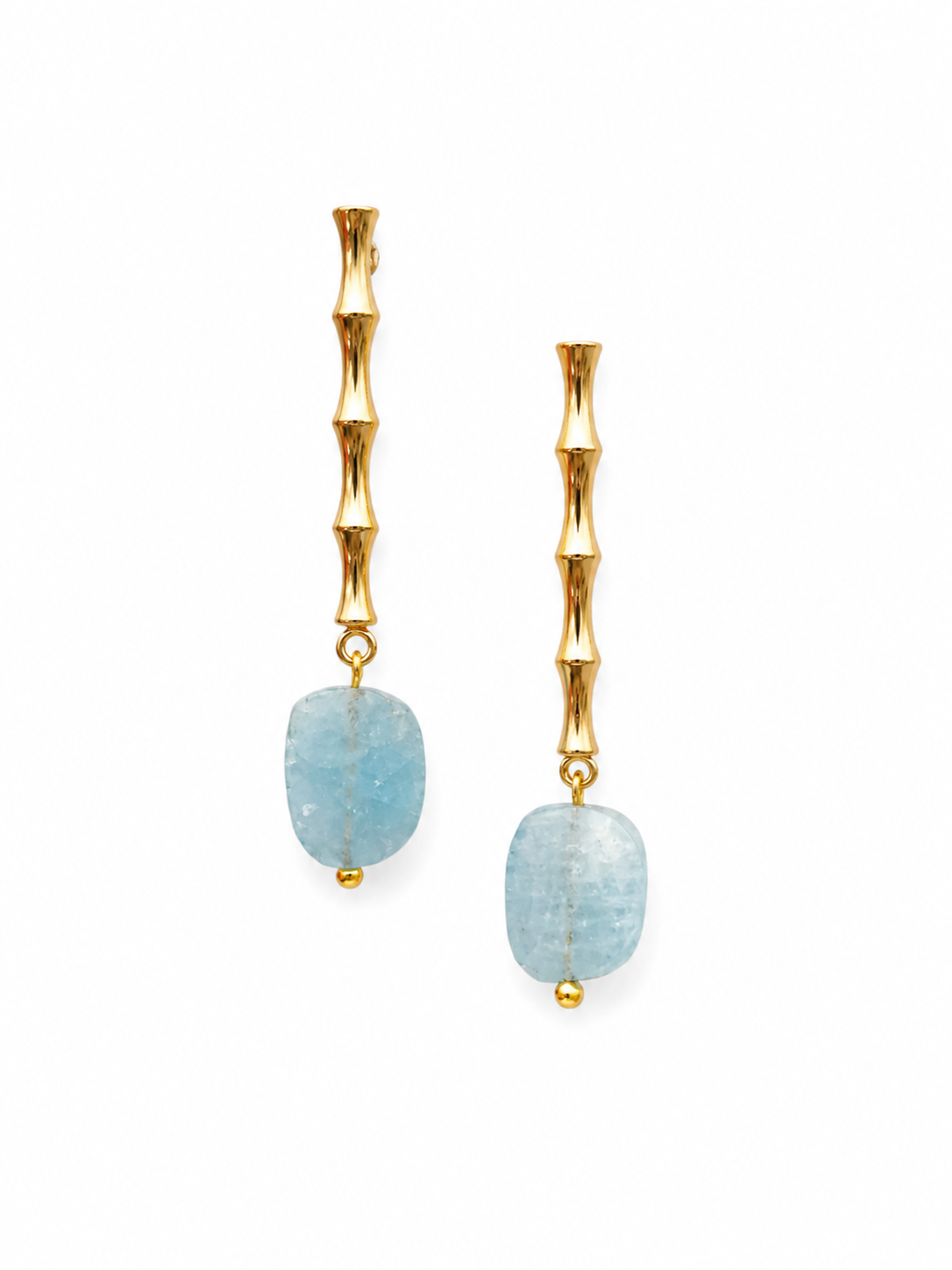 Giverny collection - Les Bambous Earrings With Aquamarine Sliced Drops