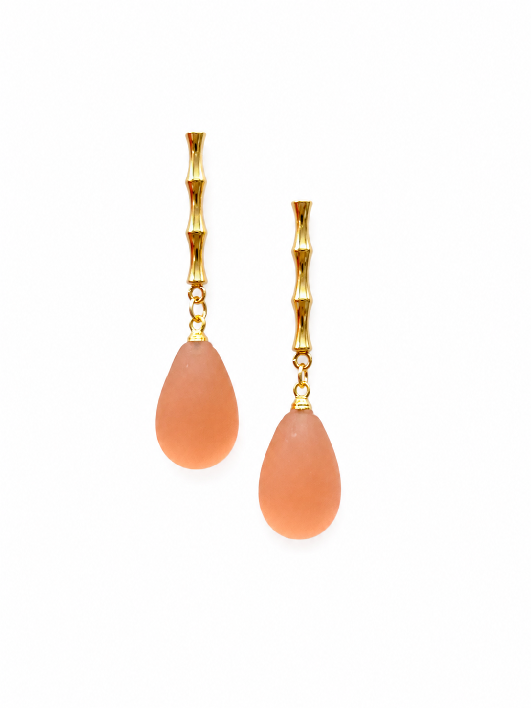 Giverny collection - Les Bambous Earrings With Murano Glass Pendants In Peach