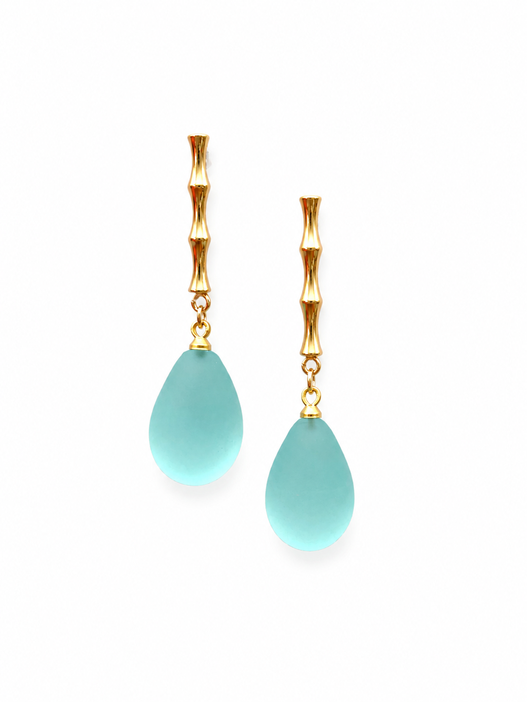 Giverny collection - Les Bambous Earrings With Murano Glass Pendants In Blue