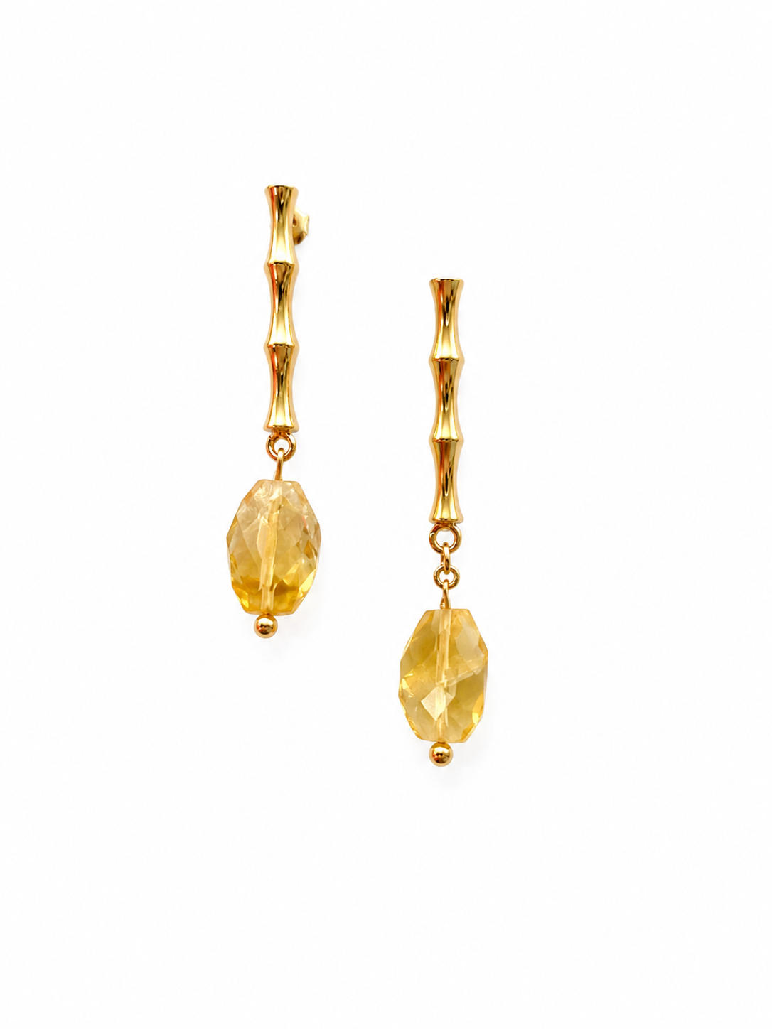 Giverny collection - Les Bambous Earrings With Small Citrine Drops