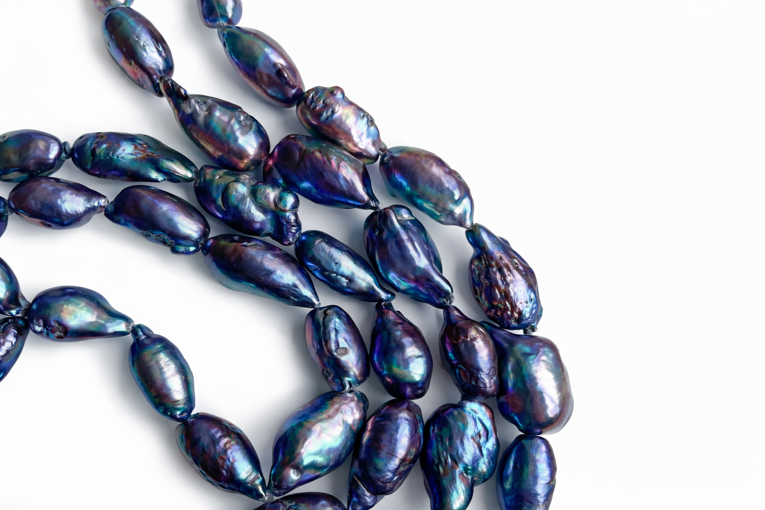 Giverny collection - Extra Long Rare Peacock Baroque Pearl Necklace