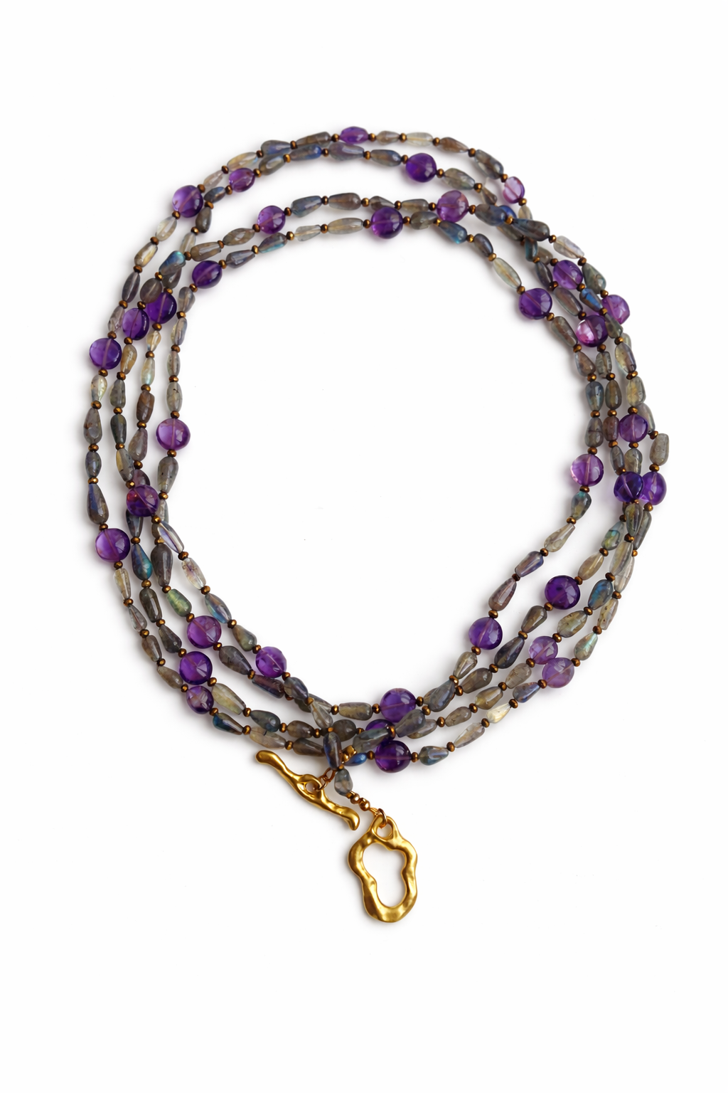 Perigord collection - Extra Long Amethyst And Labradorite Necklace