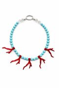 Cassis collection - Turquoise And Coral Necklace