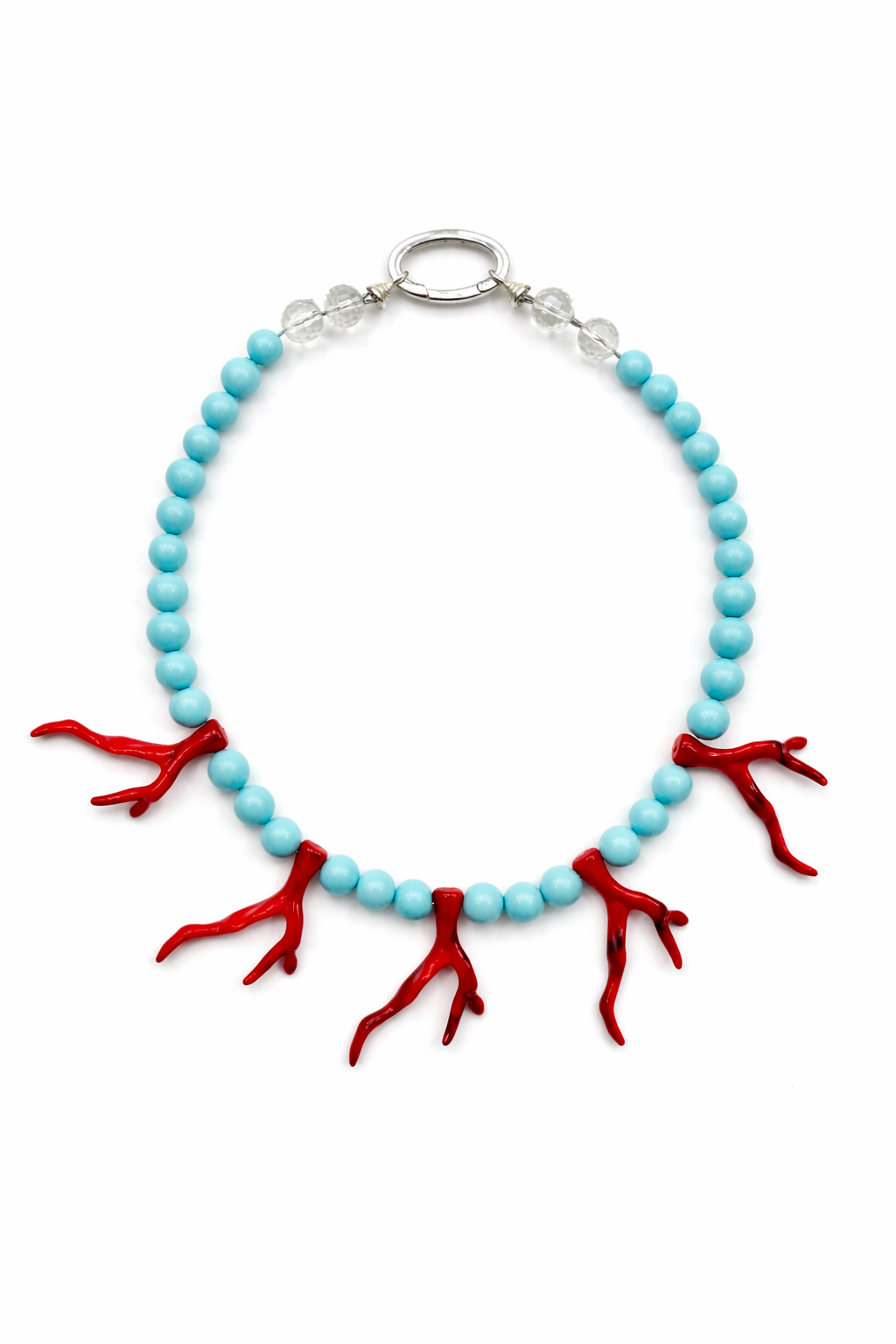 Cassis collection - Turquoise And Coral Necklace