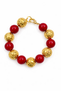 Cassis collection - Red Bamboo and Gold Lava Bracelet