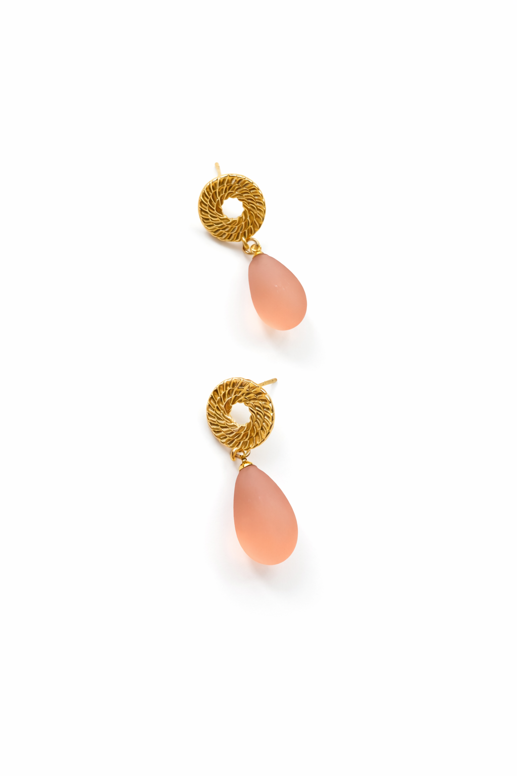 Cassis collection - Le Cercle Earrings In Frosted Apricot Murano Glass