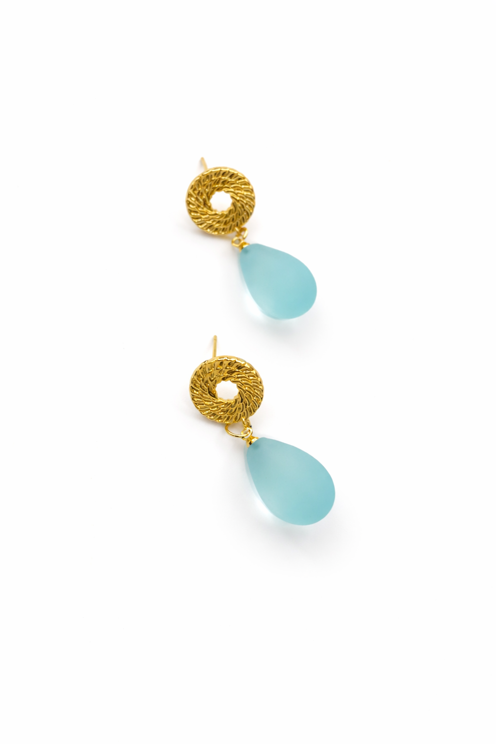 Cassis collection - Le Cercle Earrings In Frosted Blue Murano Glass