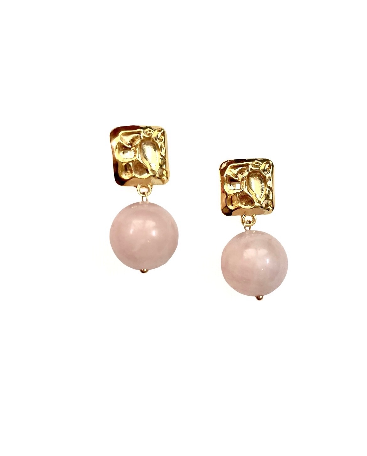 Seen on Zara Tindall at Saudi Cup in February 2026 - Cassis Large Rose Quartz Earrings