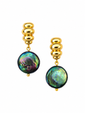 Cassis collection - Croissant Earrings With Peacock Coin Pearls