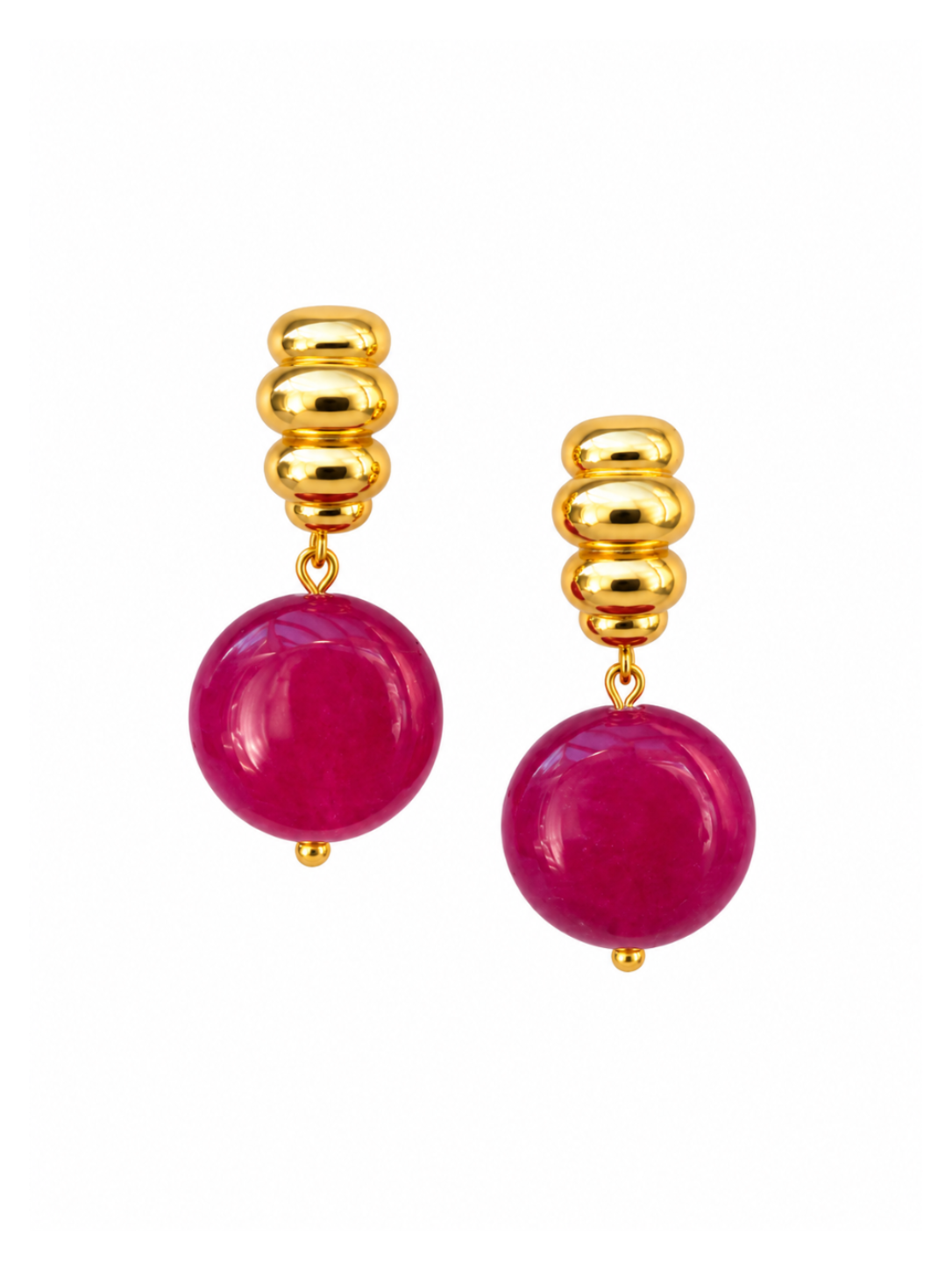 Cassis collection - Croissant Earrings With Pink Pendants