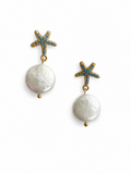 Marseille collection - Starfish Earrings With Natural Coin Pearls