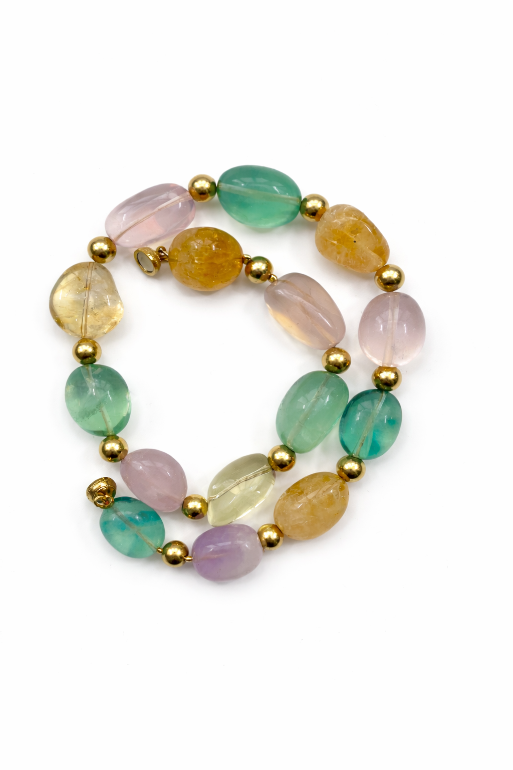 Antibes collection - Necklace In Rainbow Flurorite Cabochons