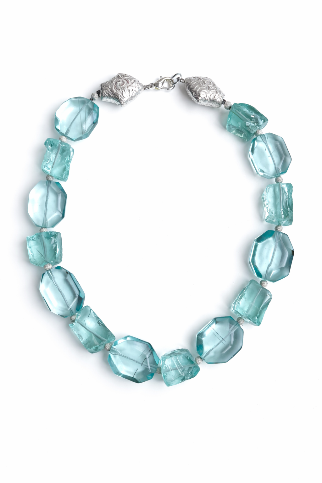Marseille collection - Large Statement Aqua Sea Glass Necklace