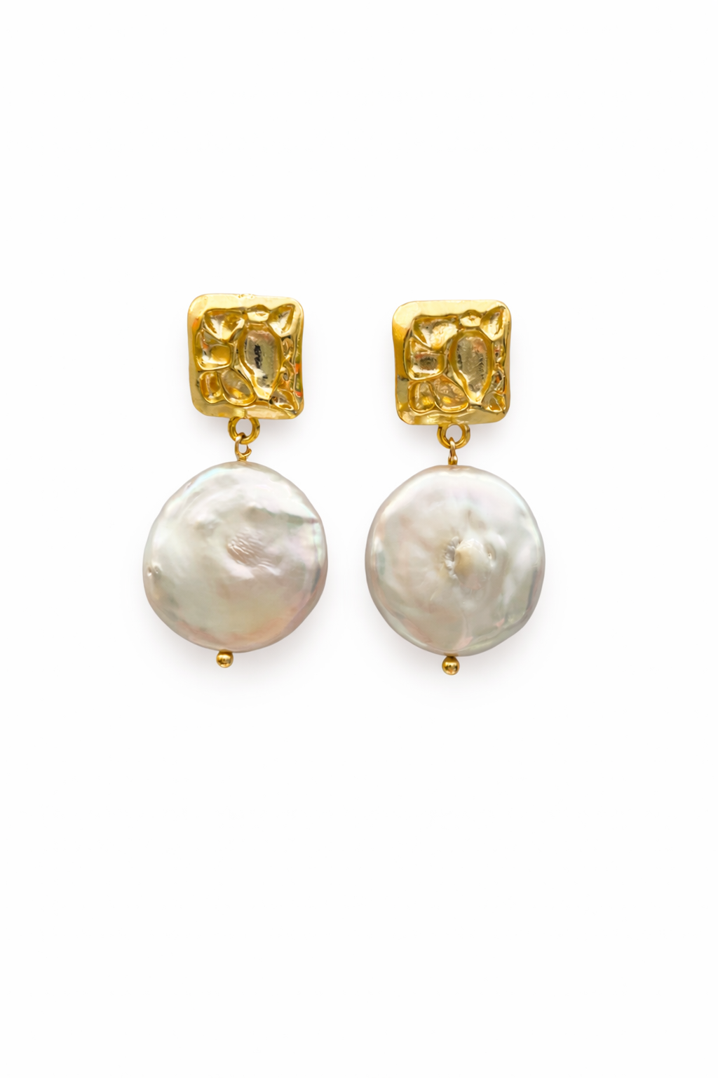 Cassis collection - Large Cassis Earrings With Large Pearl Coins