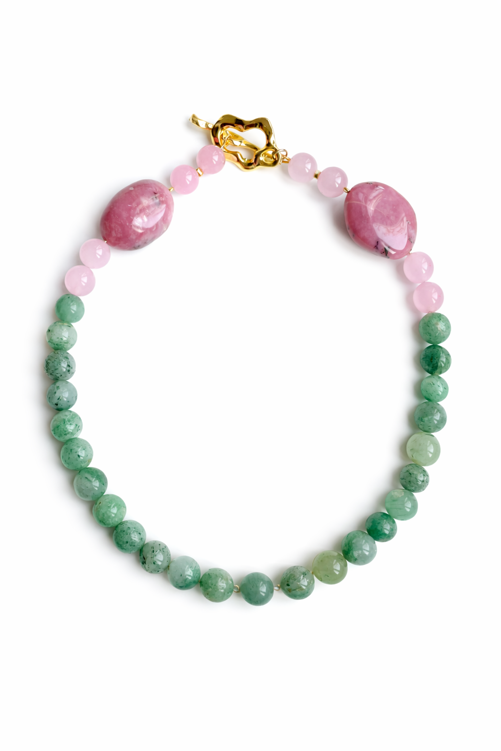 Cassis collection -  Pink Opal, Rose Quartz And Adventurine Necklace