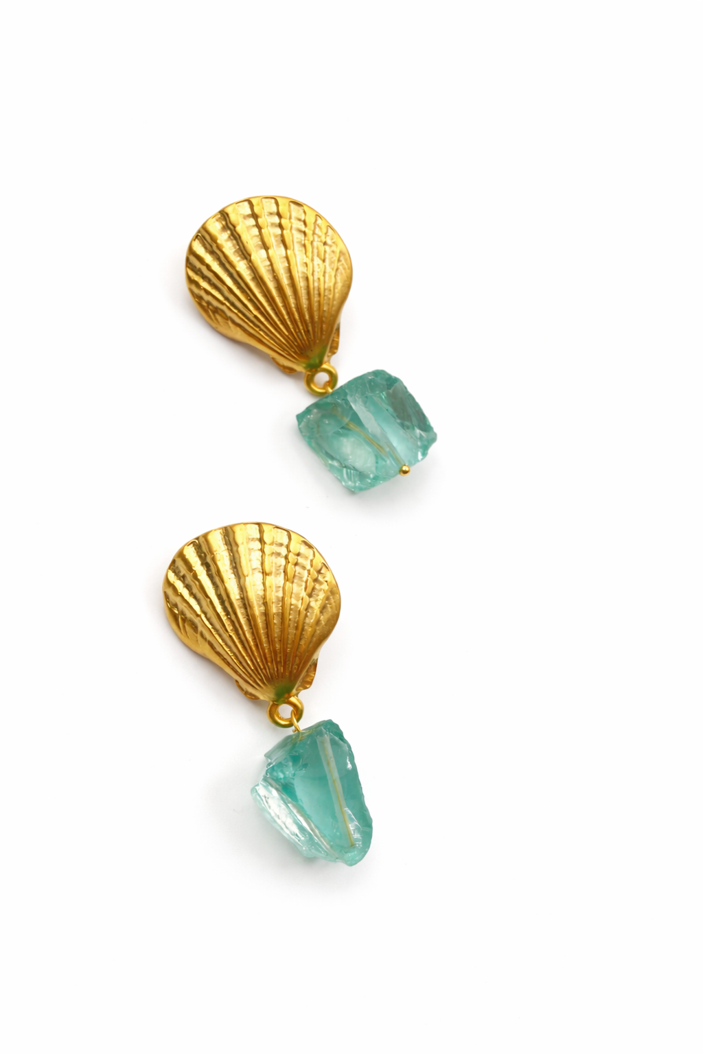 Marseille collection - Rock Sea Glass Seashell Earrings