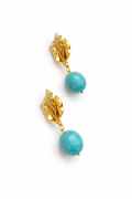 Giverny collection - Matte Floral Studs With Turquoise Orb Earrings