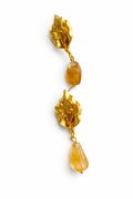 Giverny collection - Large Matte Floral Studs With Citrine Drops Earrings