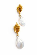 Giverny collection - Matte Floral Studs With Mother Of Pearl Ovals Earrings