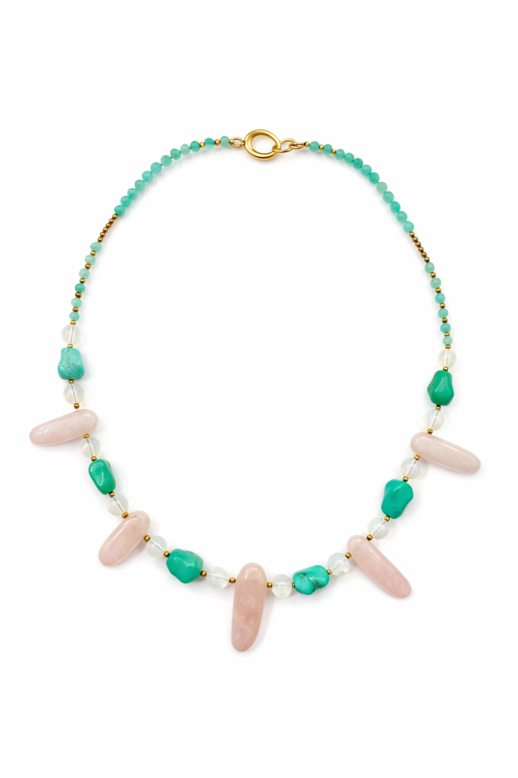 Marseille collection - Calanque Necklace In Pink Opal And Turquoise