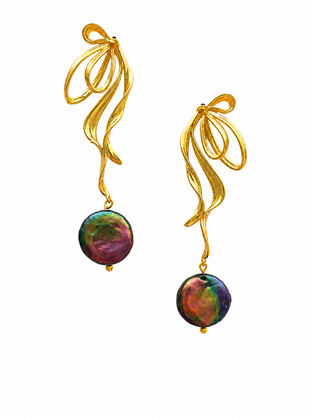 Fontanges collection - Fontanges Earrings With Peacock Coin Pearls