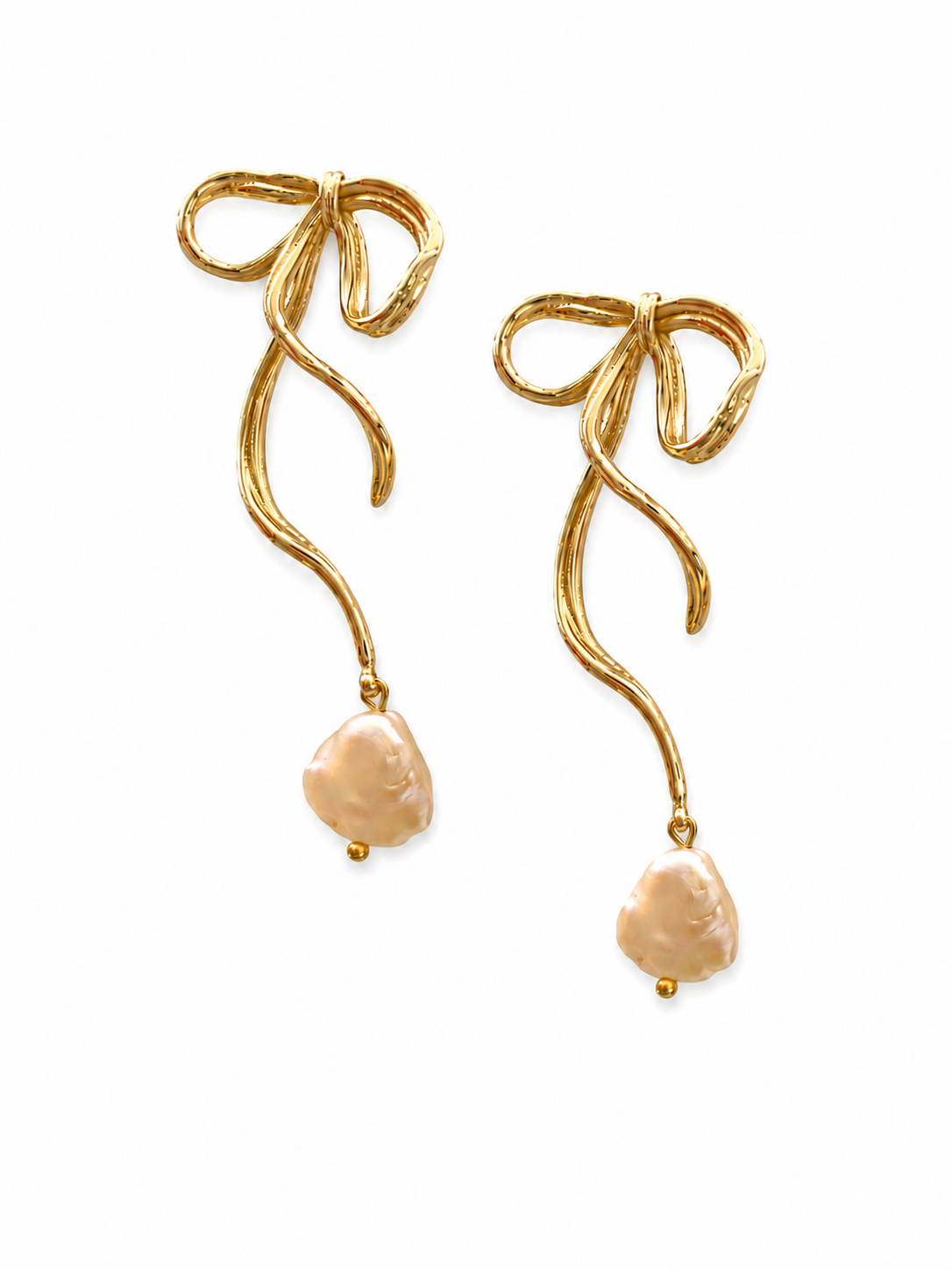Fontanges collection - Bow Earrings With Small Coin Pearls