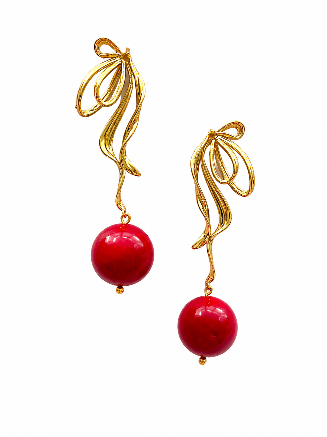 Fontanges collection - Fontanges Earrings With Red Sea Bamboo Orbs