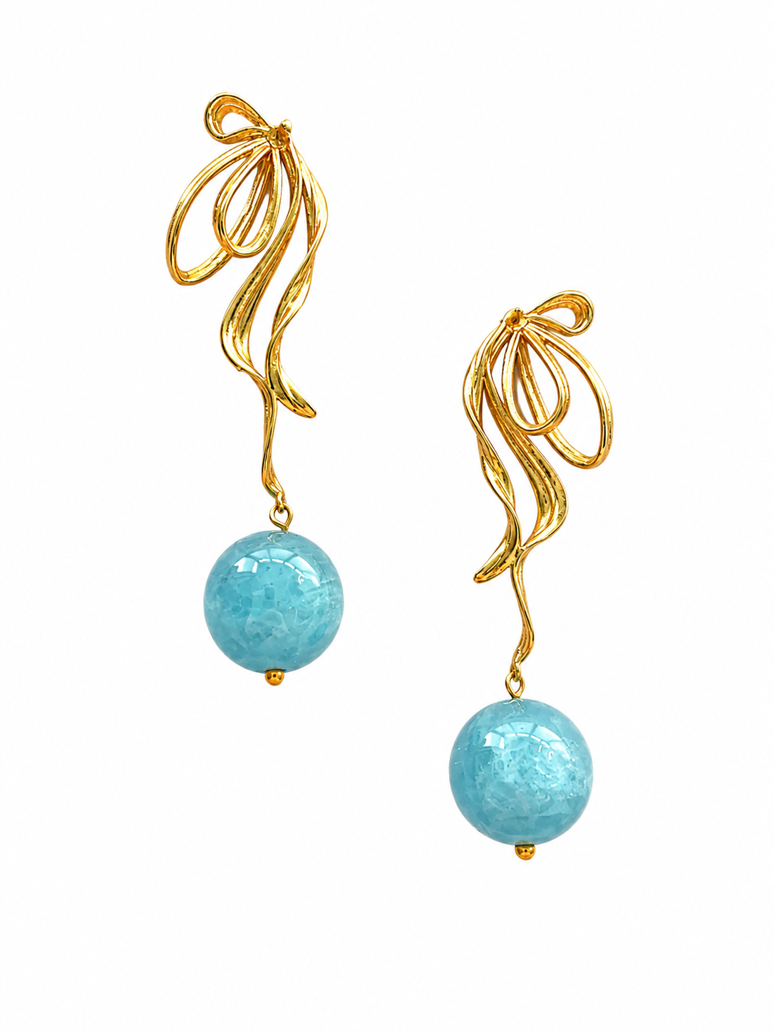 Fontanges collection - Fontanges Earrings With Aquamarine Orbs