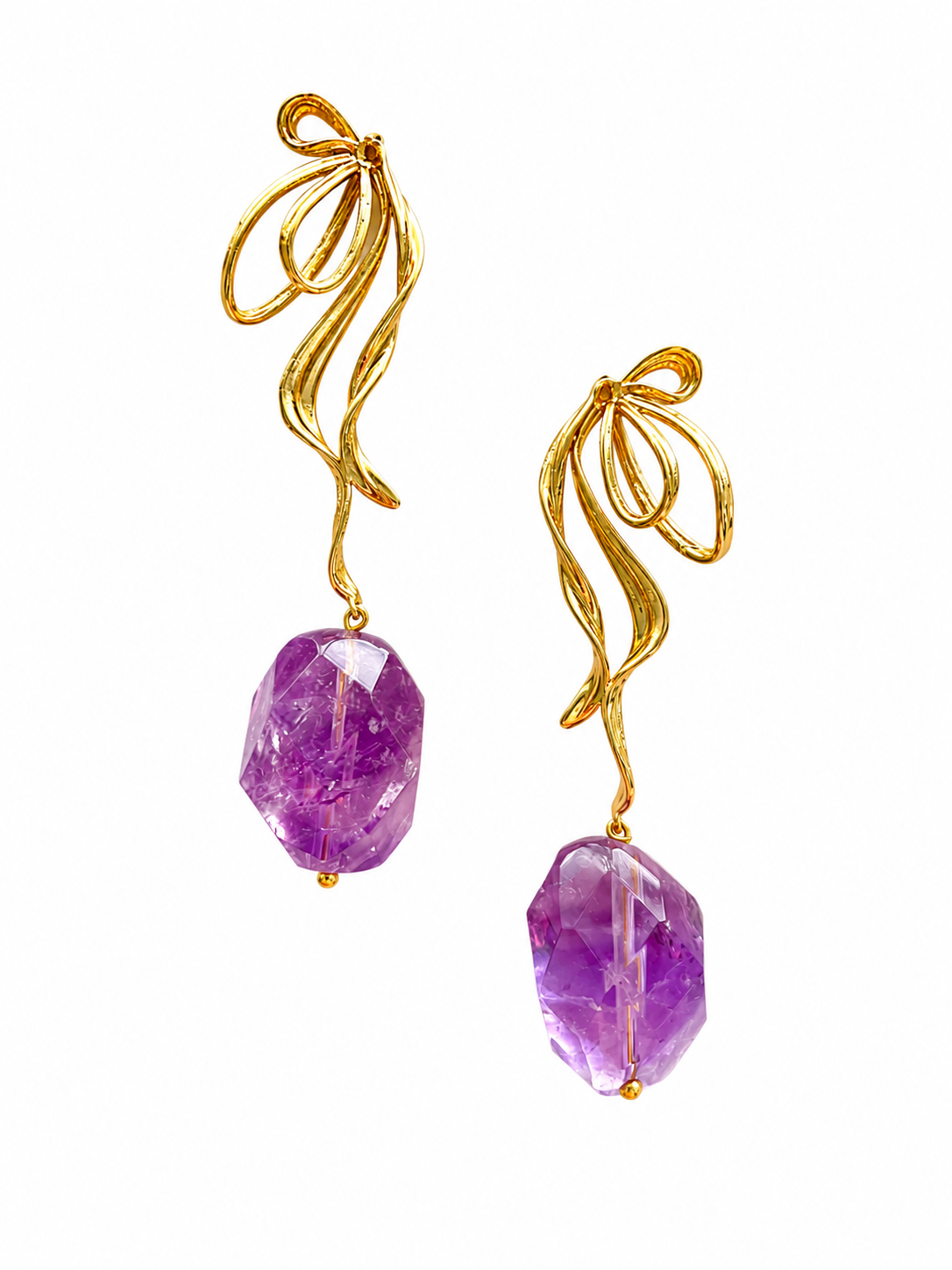 Seen on Presenter Gina Bryce at Royal Ascot in June 2026 - Fontanges Earrings With Faceted Amethysts