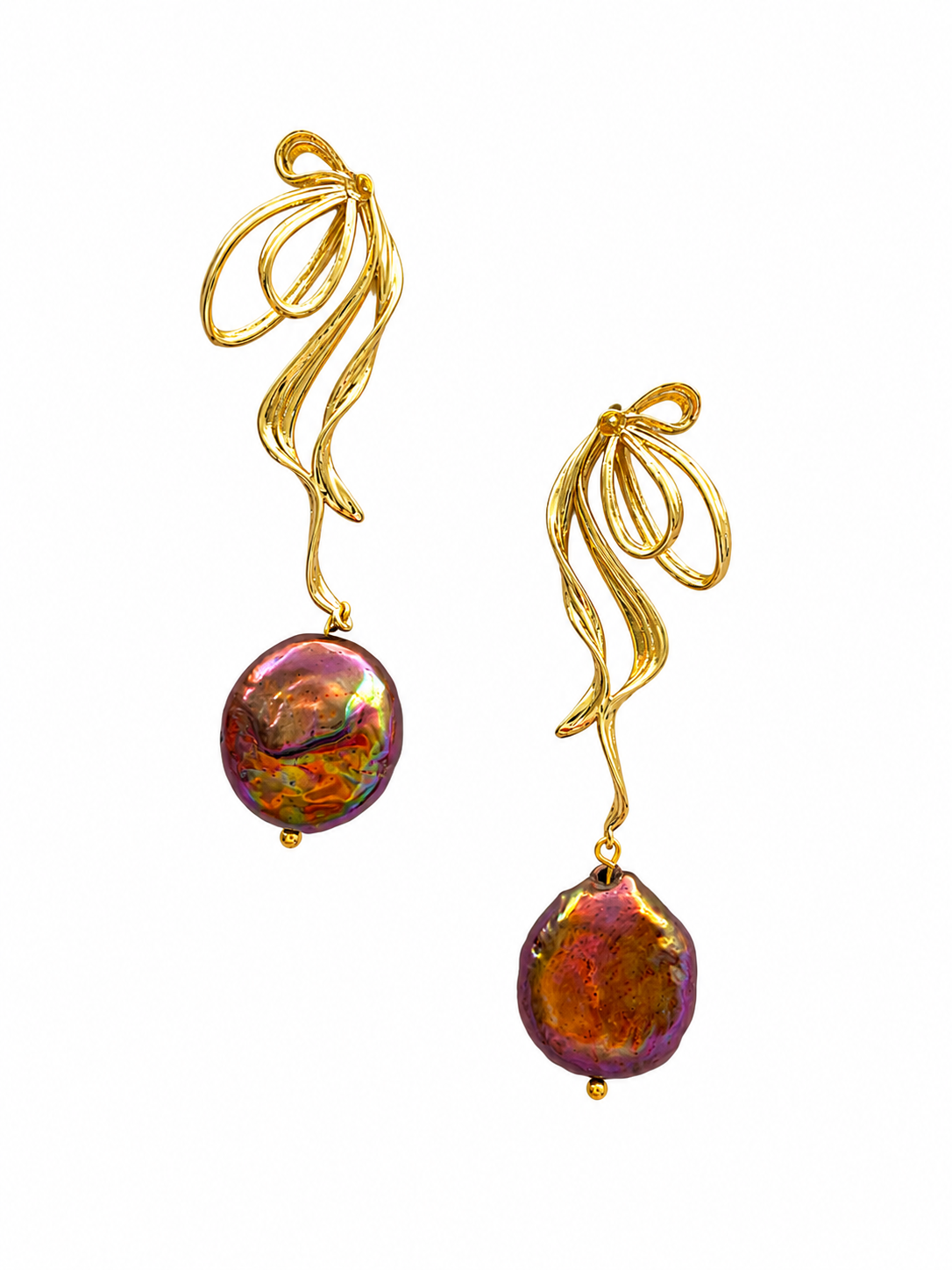 Fontanges collection - Fontanges Earrings With Fire Coin Pearls
