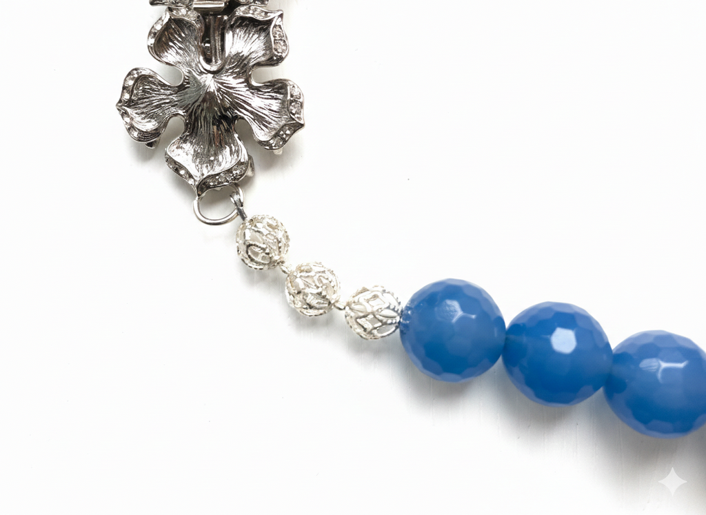 Cassis collection - Silver Filigree Floral Agate Necklace
