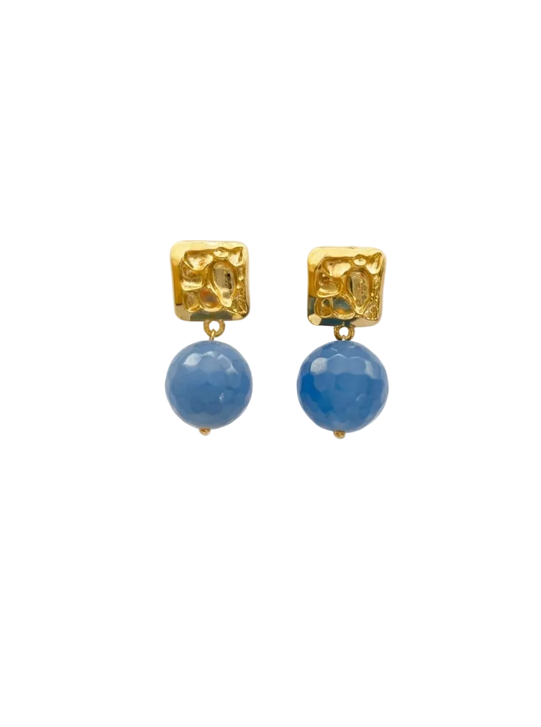 Cassis collection - Medium Cassis Earrings With Blue Agate Stones
