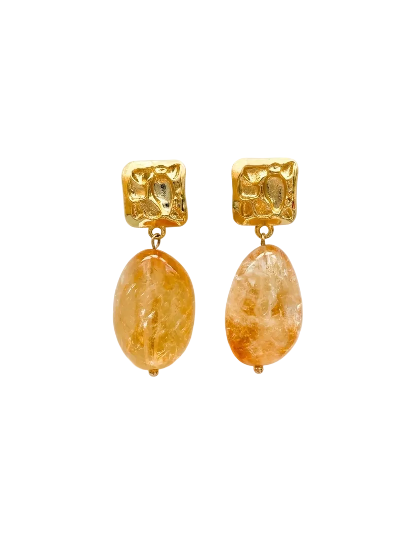 Cassis collection - Large Cassis Earrings With Amber Quartz