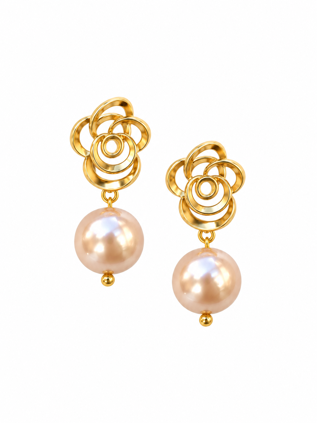 Giverny collection - French Ribbon Rose With Peach Pearls