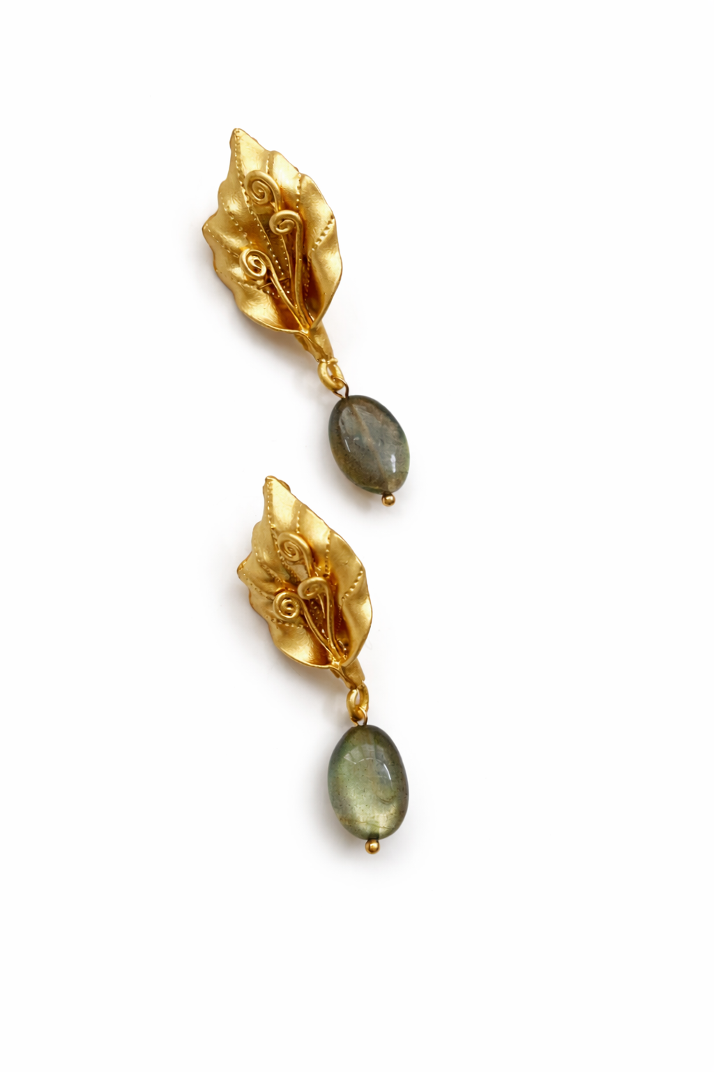 Giverny collection - Matte Floral Studs With Labradorite Earrings