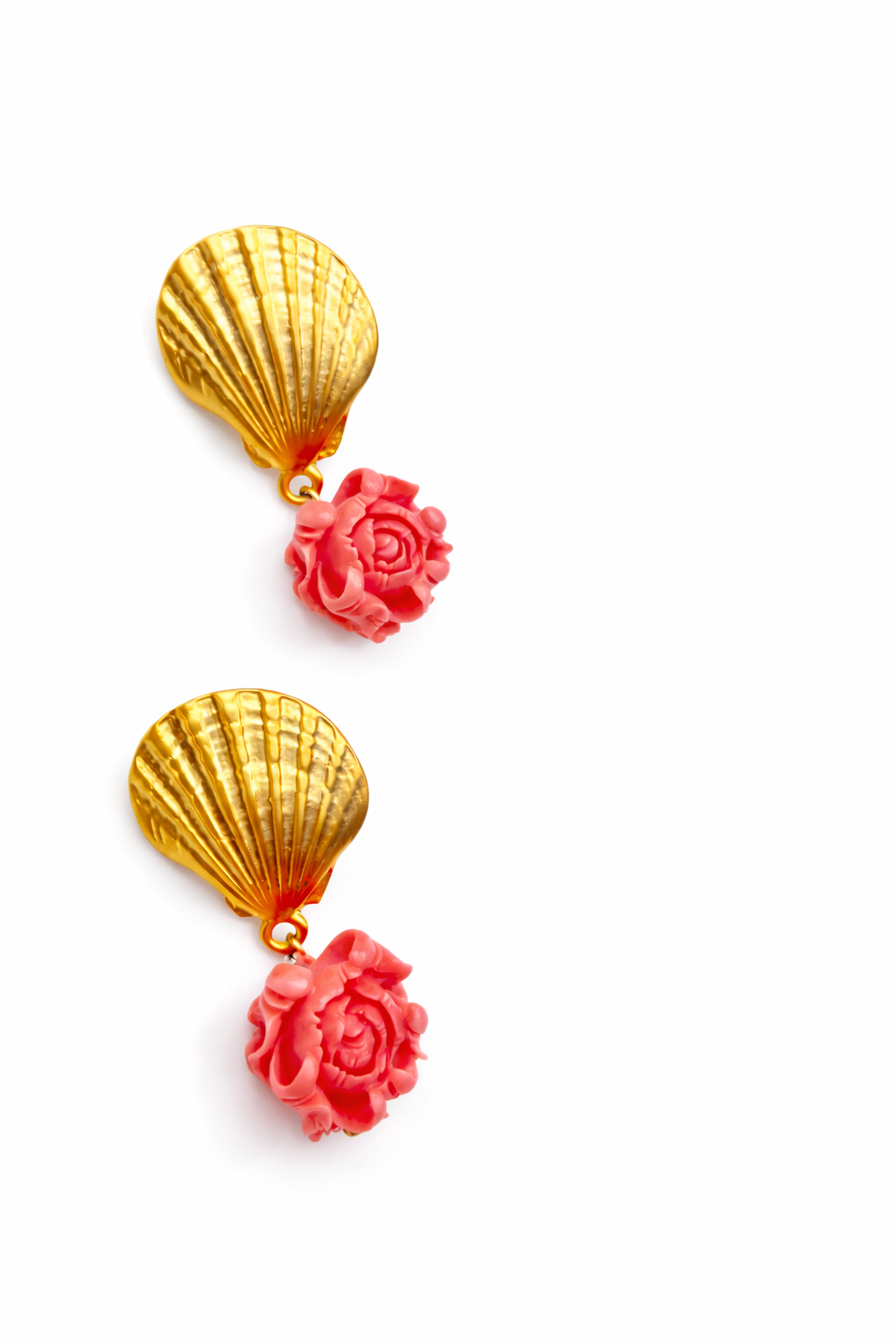 Marseille collection - Coral Rose Seashell Earrings