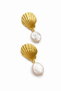 Marseille collection - Coin Pearl Shell Earrings