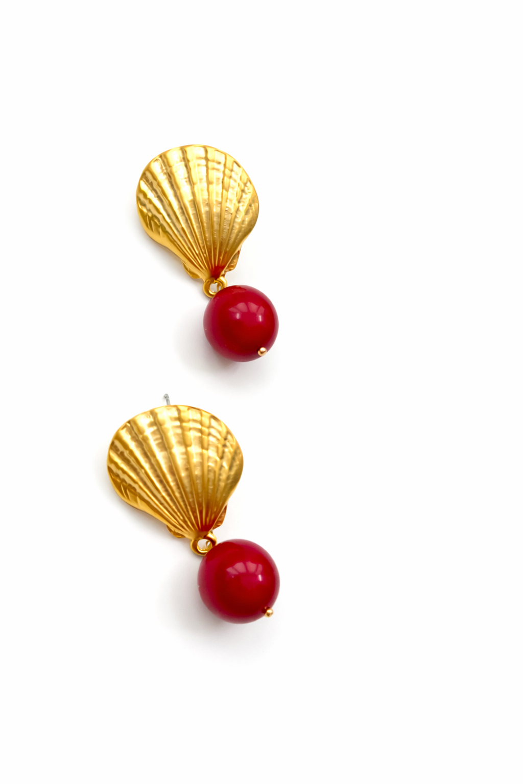 Marseille collection - Red Sea Bamboo Seashell Earrings