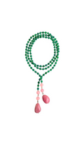 Giverny collection - Extra Long Onyx, Rose Quartz And Pink Opal Lariat Necklace