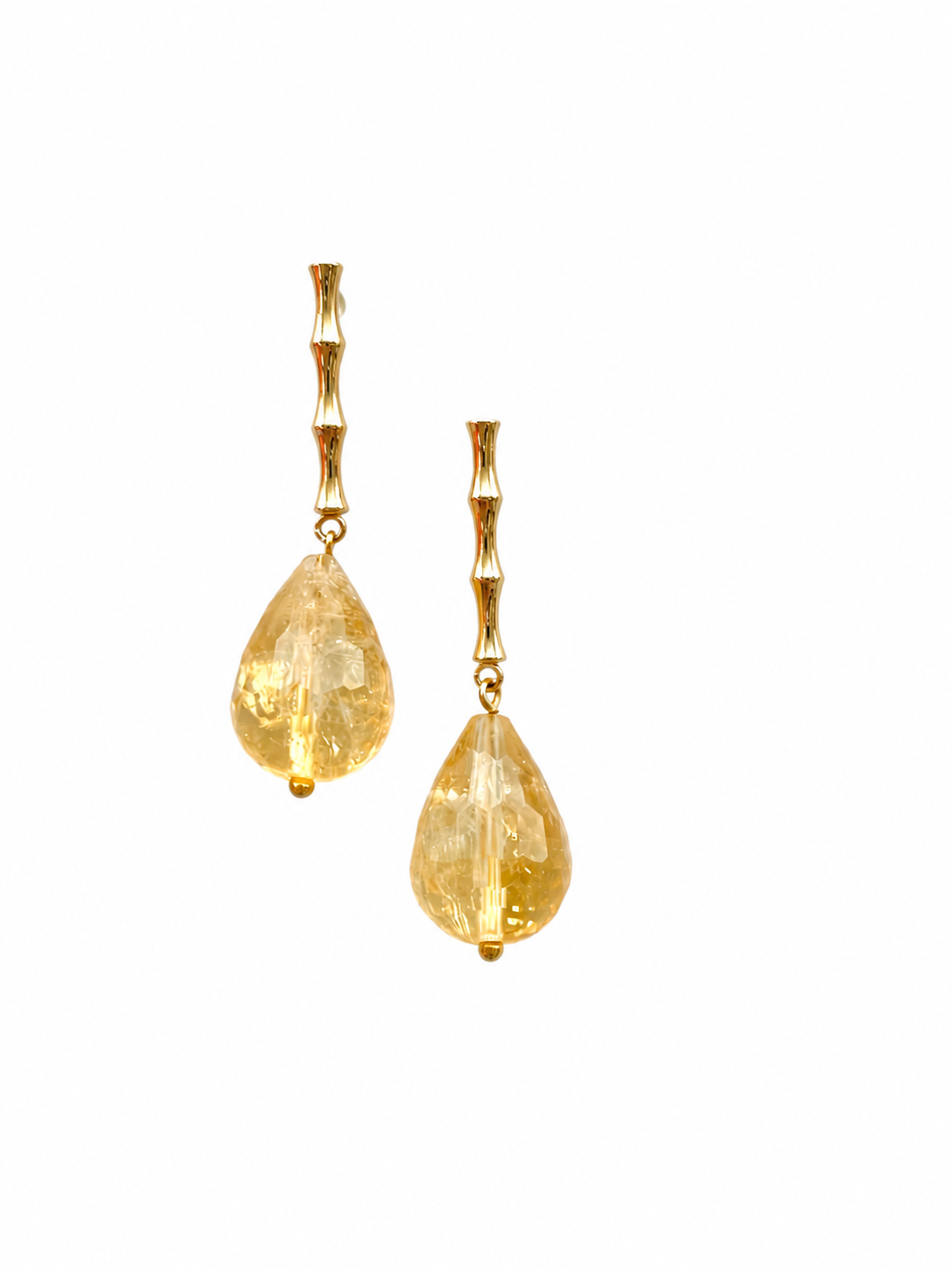 Giverny collection - Les Bambous Earrings With Large Citrine Drops