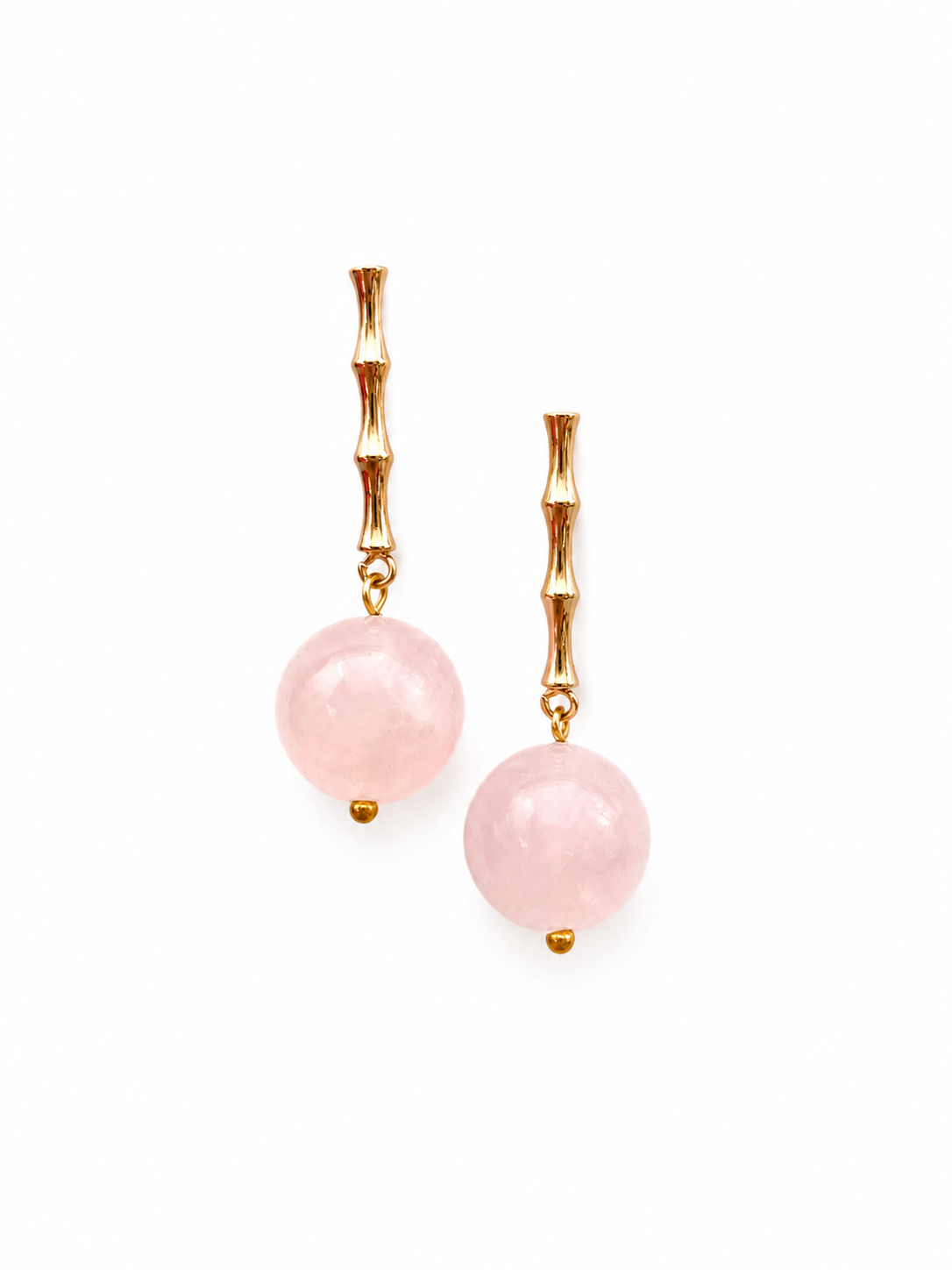 Giverny collection - Les Bambous Earrings With Large Rose Orbs