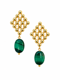 Luberon collection- Nid D’abeille Earrings With Malachite Pendants
