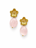 Giverny collection - Golden Marguerite Earrings With Rose Quartz