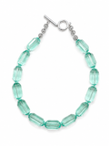 Marseille collection - Large Statement Aqua Sea Glass Necklace With Silver Toggle Clasp