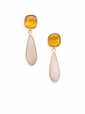 Marseille collection - Basilique Earrings In Rose Quartz And Painted Yellow Glass