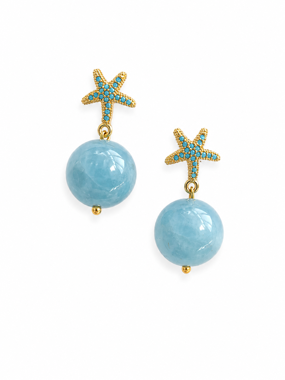 Marseille collection - Starfish Earrings With Aquamarine