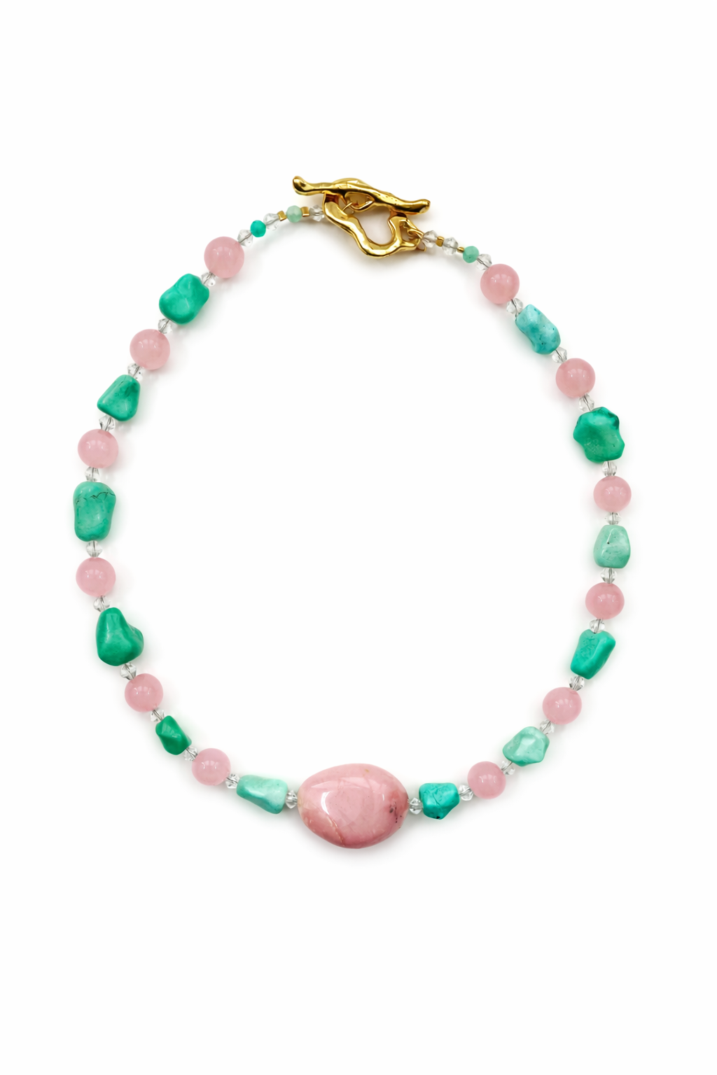 Marseille collection - Single Strand Turquoise And Pink Opal Necklace