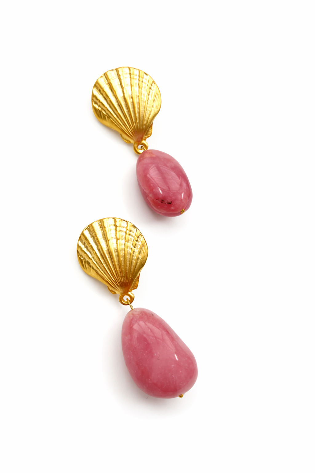 Marseille collection - Large Pink Opal Seashell Earrings
