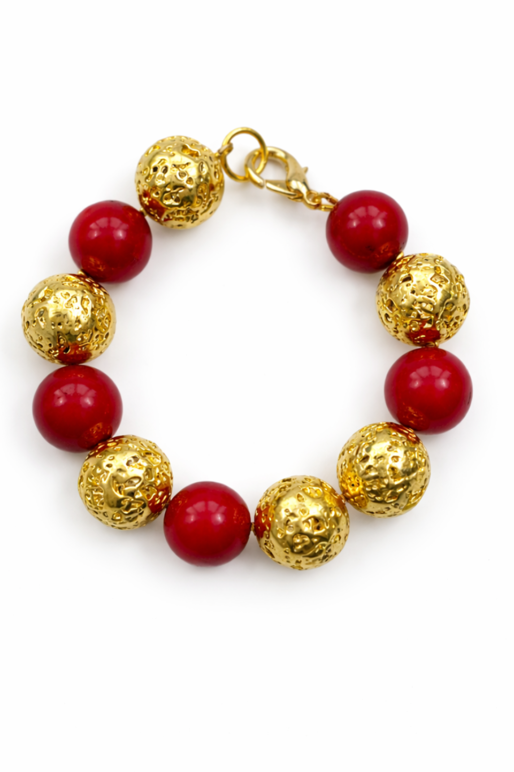 Cassis collection - Red Bamboo and Gold Larva Bracelet
